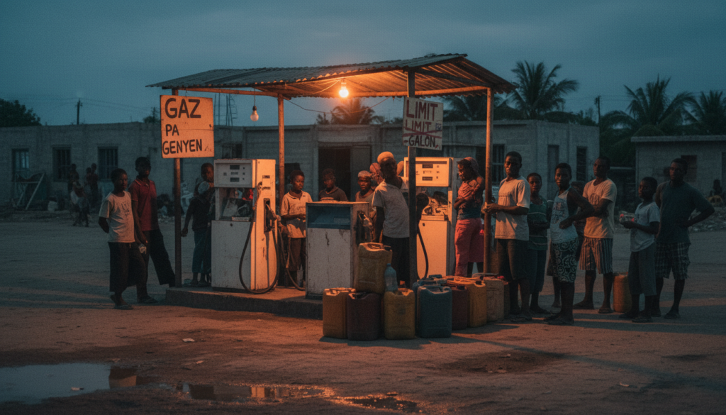 Fuel station in Haiti with limited supply