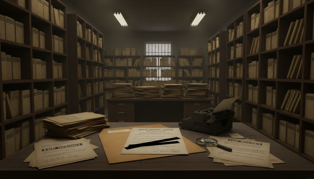 Roswell incident research archive with redacted government files